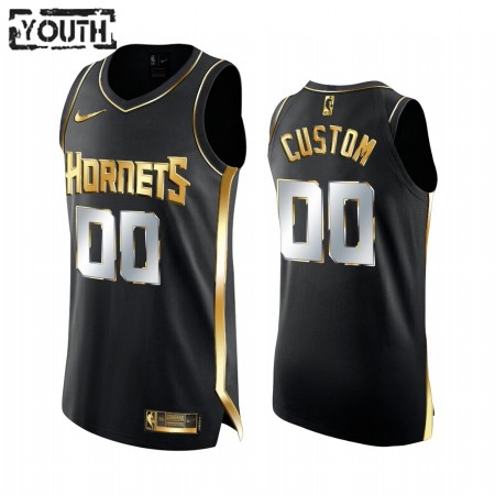 Kinder NBA Charlotte Hornets Trikot Benutzerdefinierte 2020-21 Schwarz Golden Edition Swingman